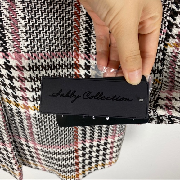 Sebby Glen Plaid Two Button Woven Coat White Black - Picture 6 of 7